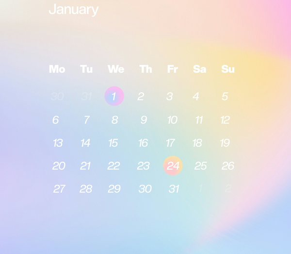 Image of a pastel-colored calendar.